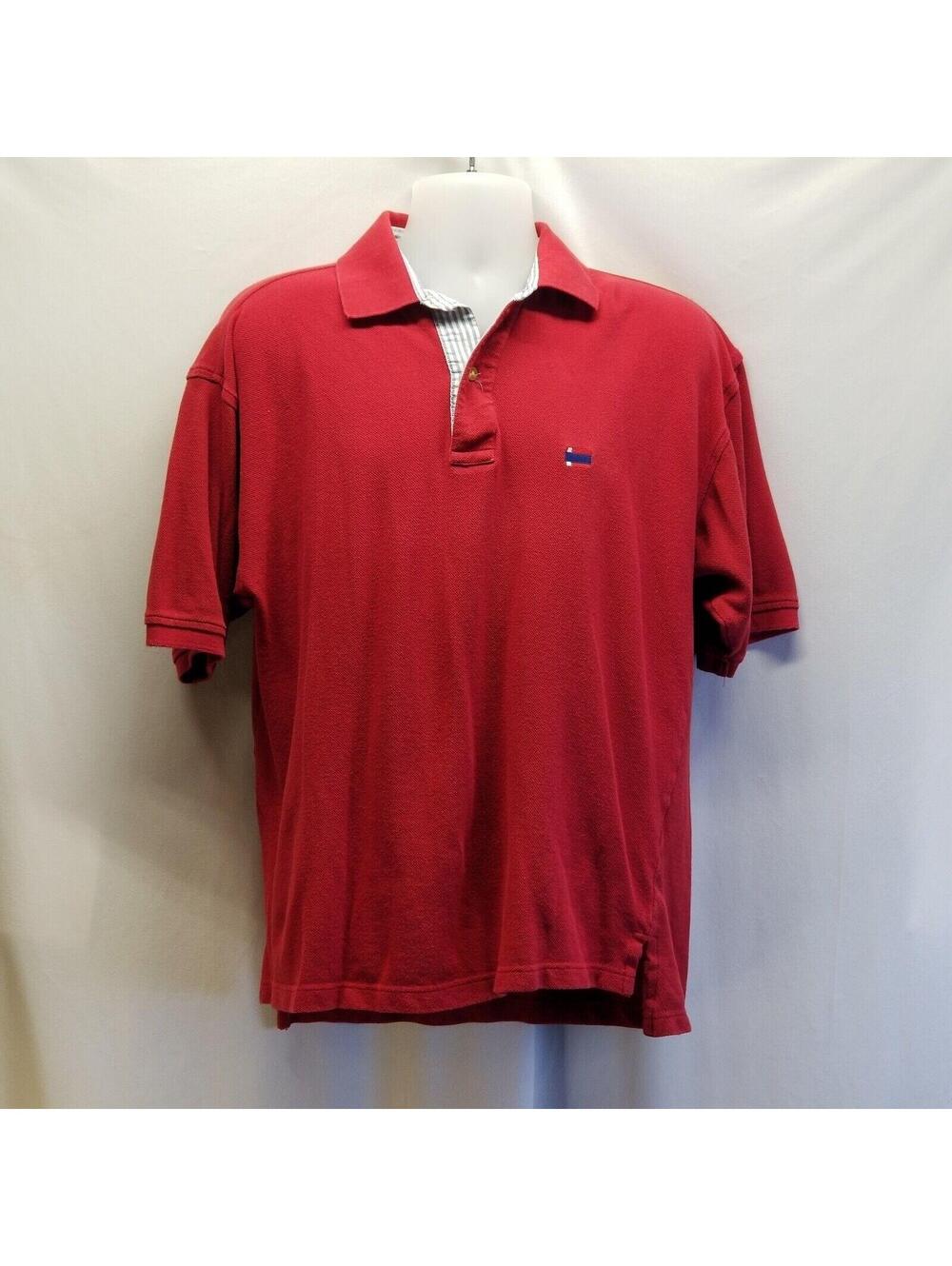 Bugle Boy Mens Red Polo Collared Shirt Sz Med Vintage